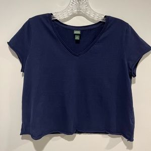 Wild Fable Navy Vneck Crop Tshirt, XS